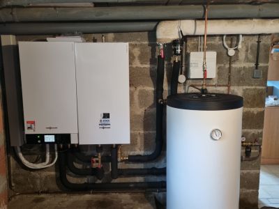 Mise en place d’une pompe a chaleur Viessmann Vitocal 200-s avec eau chaude sanitaire en remplacement d’une chaudière fioul sur Saint Barthélémy 